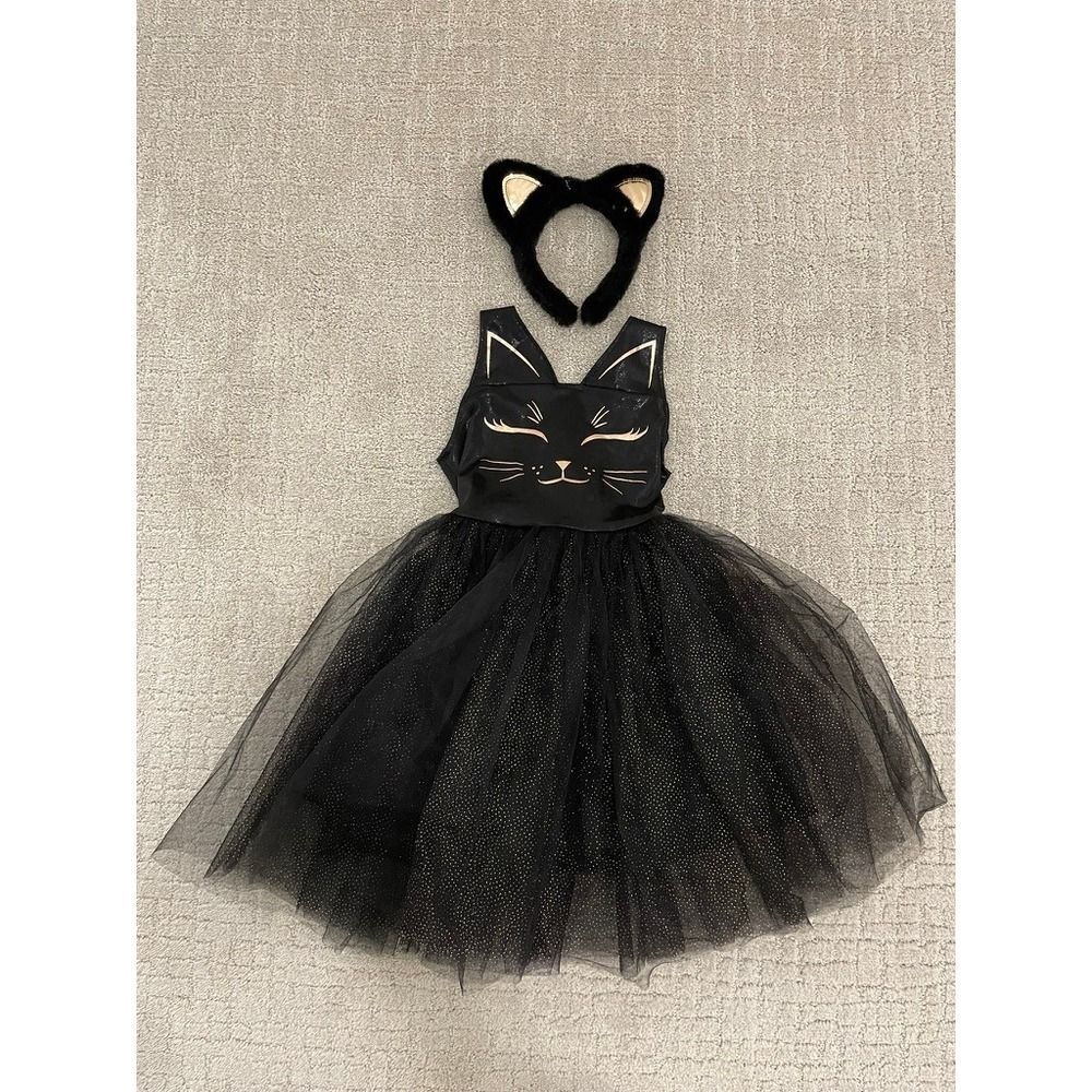 Great Pretenders Kids Black Cat Costume Tutu Dress and Headband Set Size 5-6